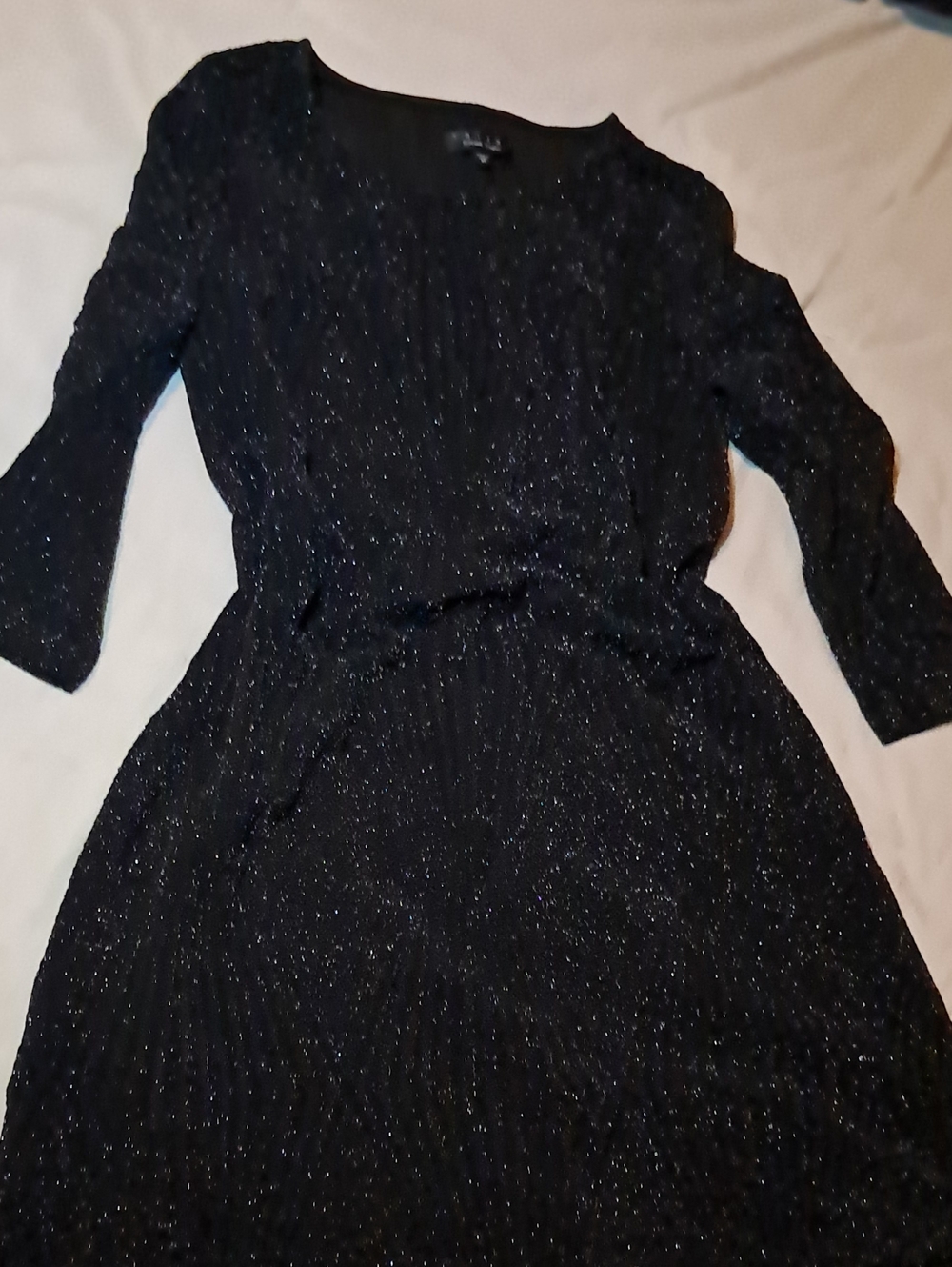 Trixxi XL Clothing Company Black Shimmer Long-Sleeve Midl Dress